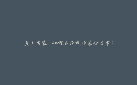 蛮王出装(如何选择最佳装备方案)
